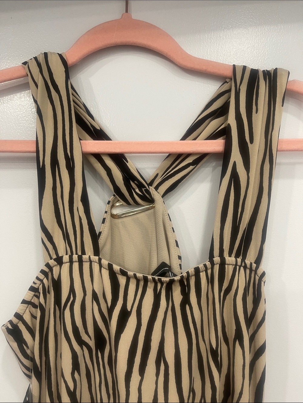 INC International Concepts Zebra-Print Maxi Dress in Beige and Black